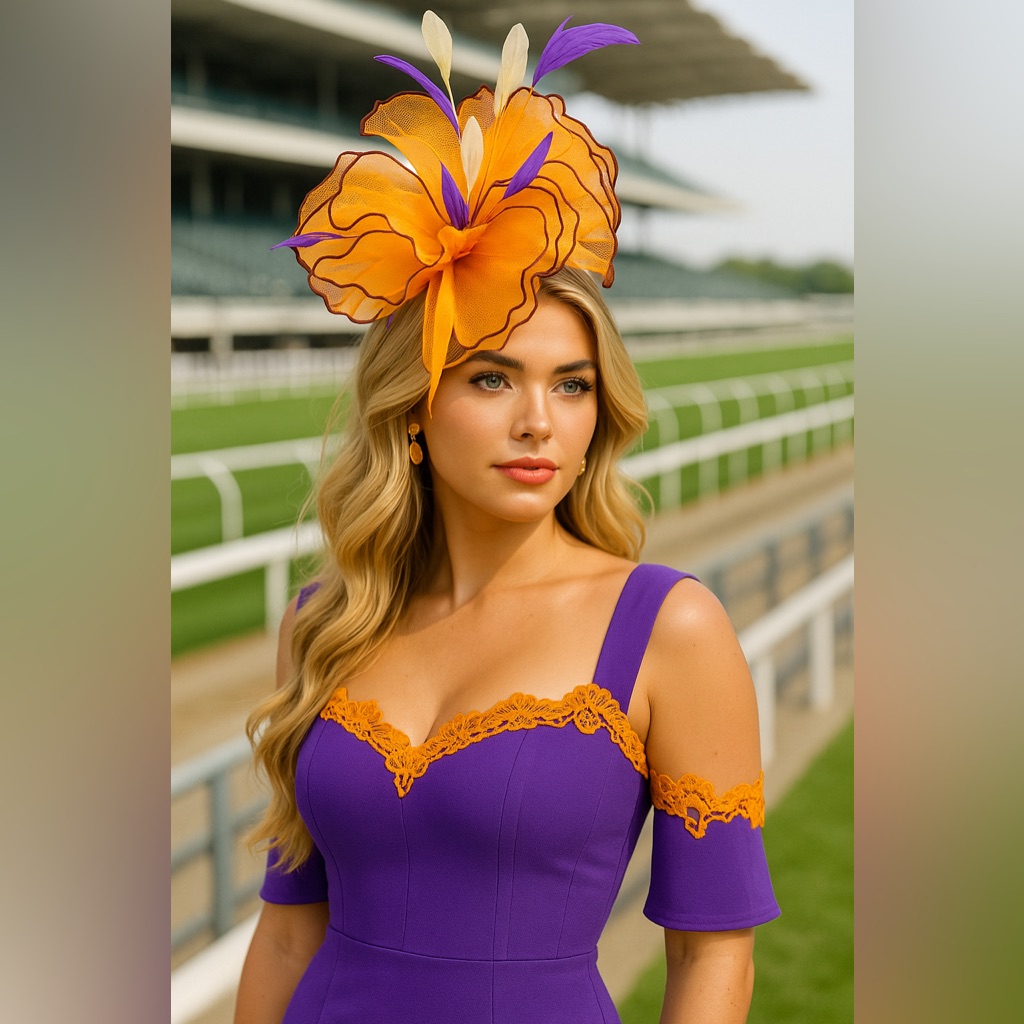 Kentucky Derby Hat Fascinator Statement Headband Feather Organza Horse Racing